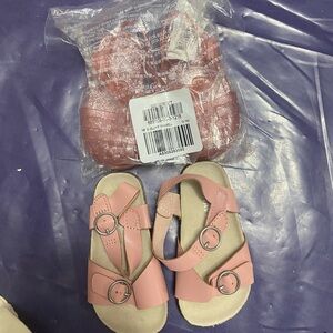 Old navy 12-18m pink summer sandals. One pair of strappy sandals, one pair jelly